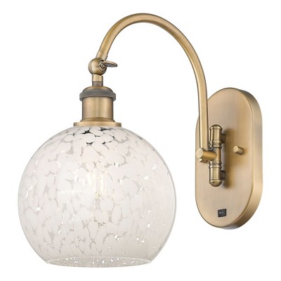 White Mouchette - 1 Light Arm Swivels Side to Side Wall Sconce In Modern Style-13.5 Inches Tall and 8 Inches Wide