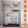 iMountek "4-Tier Metal Cat Cage with Rolling Lockable Wheels, 3 Doors, Ladders & Hammock for Cats & Ferrets" Black - 2 of 4