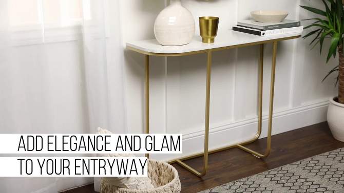 Megan Modern Glam Curved Console Table Faux White Marble/Gold - Saracina Home, 2 of 15, play video