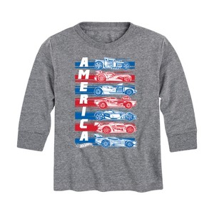 Boys' - Hot Wheels - America Red White and Blue Cars Long Sleeve Graphic T-Shirt - 1 of 4