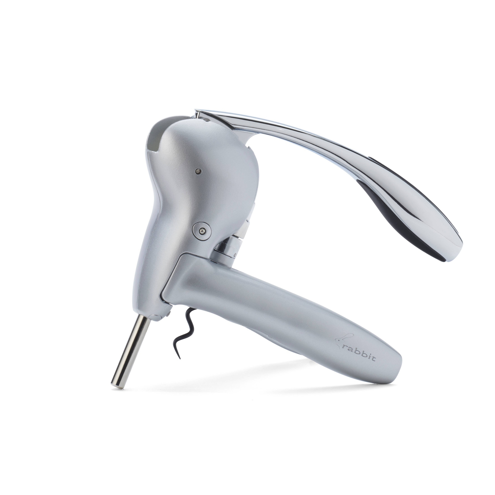 Rabbit Lever Corkscrew Set Silver: Manual Wine Opener, Plastic & Metal, Spot Clean, 7.4" Height, 1.24 lbs