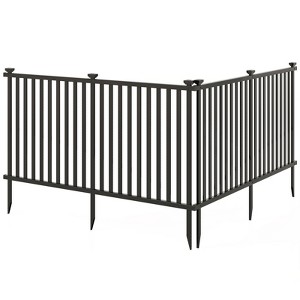 Tangkula 80" x 39" Vinyl Picket Fence 2 No Dig Fence Panels for Soft Ground Black - 1 of 4