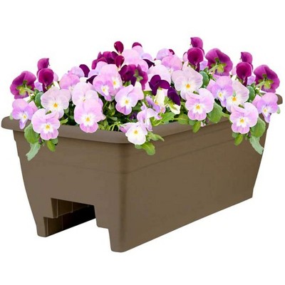24" Chocolate Plastic Outdoor Deck Planter Box