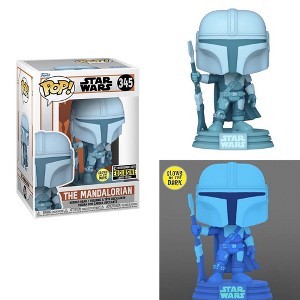 Funko POP! The Mandalorian - The Mandalorian Hologram (Glow in the Dark) Vinyl Figure #345 Entertainment Earth Exclusive - 1 of 4