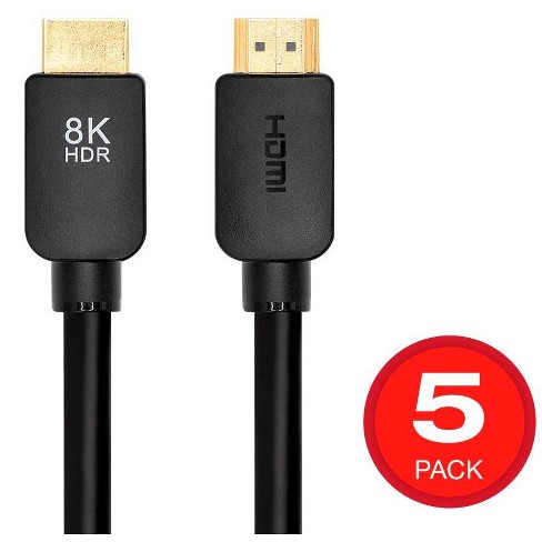 Monoprice 8k Certified Ultra High Speed Hdmi 2.1 Cable, 15ft, Black (5  Pack) 48gbps, For Ps5, Ps5 Digital Edition, Xbox Series X, And Xbox Series  S : Target