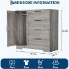 Wood Armoire Wardrobe Closet with 4 Drawers and Door, 43.3" H Bedroom Wardrobe Cabinet with Hanging Rod, Clothing Storage Cabinets - 2 of 4