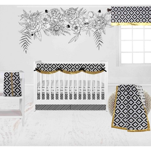 Black and sale gold crib bedding