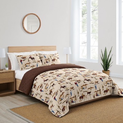 Wild West Cowboy Brown Microfiber Full Bedding Set