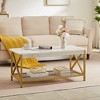 VECELO Industrial Wooden Coffee Table with Open Shelves and Storage X-Shaped Frame Rectangle Table - 2 of 4