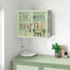FONTOI 27.56" Glass Doors Modern Two-door Wall Cabinet with Three-tier Storage for Entryway Living Room Bathroom, Mint Green, 9.06"*23.62"*27.56" - 4 of 4