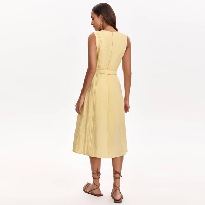 Женские платья A New Day Women's Belted Midi Dress - A New Day™ Yellow L — фото 2
