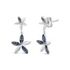 Haus of Brilliance Silver 1/5ct Cttw Blue Diamond Double Star Drop and Dangle Earrings - 2 of 4
