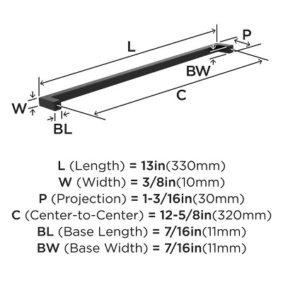 Monument Matte Black Aluminum 13" Cabinet Bar Pull