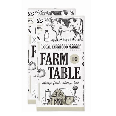 Farmer & Barnyard Animals Kitchen Towels Made in USA 