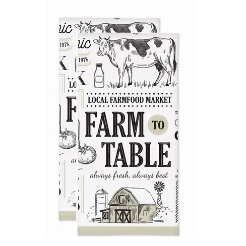 2pk Farm Animals Print Kitchen Towel - MU Kitchen