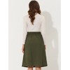 Allegra K Women's High Waist Solid Button Front A-Line Belted Corduroy Midi Skirt - 3 of 4