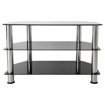 Glass Shelves TV Stand for TVs up to 37" - Silver/Black
