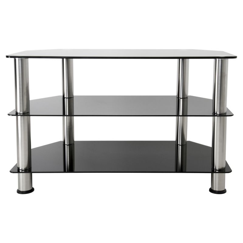Glass Shelves TV Stand for TVs up to 37&#34; - Silver/Black, 1 of 5