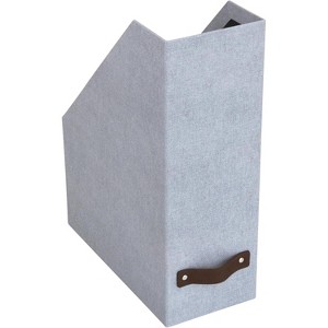 Bigso Estelle Canvas Fiberboard Upright Magazine Storage Box | Magazine Holder & Organizer for Papers | Magazine File Holder for Office Desks | Ash - 1 of 4