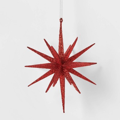 5.8in Red Plastic Spike Starburst Christmas Tree Ornament - Wondershop™