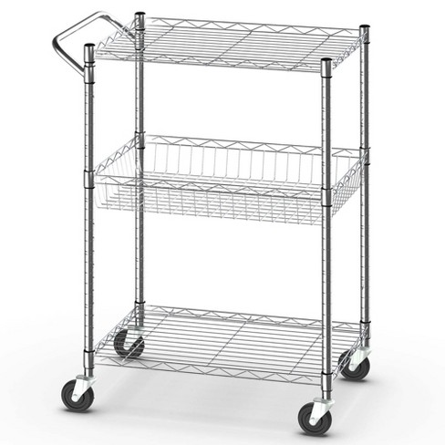 Multifunctional Rolling Utility Cart With 3/4 Tiers And Wheels For