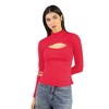Artyska Women’s Ribbed High Neck Cutout Long Sleeve Top - 4 of 4