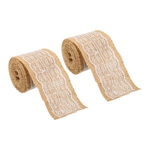 Unique Bargains Soft Wrapping Decoration Burlap Fabric Ribbon Lace Roll 2 Pcs - 1 of 4