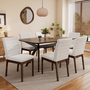 7-Piece Dining Set with Kitchen Table and 6 Upholstered Chairs - 1 of 4