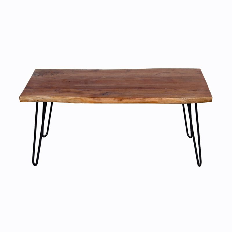 Alaterre Furniture Hairpin Natural Brown Live Edge Wood with Metal Coffee Table, 4 of 15