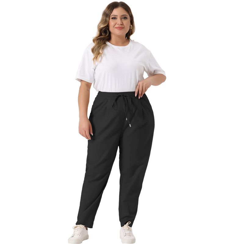 Agnes Orinda Women's Plus Size Straight Leg Drawstring Elastic Loose Comfy with Pockets Lounge Pants, 3 of 6