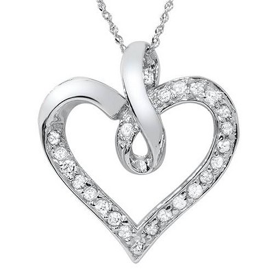 Pompeii3 1/4Ct Diamond Curve Heart Shape Pendant Necklace in White, Yellow, or Rose Gold