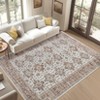 Boho Distressed Rug Vintage Medallion Print Carpet Machine Washable Low Pile Thin Floor Area Rug - 2 of 4