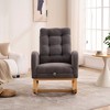 Upholstered High-Back Accent Rocking Chair with Footrest and Storage Pocket, Rubber Wood Lounge Chair - 3 of 4