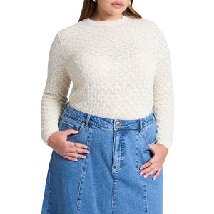 ELOQUII Women's Plus Size Crochet Sweater - 1 of 4