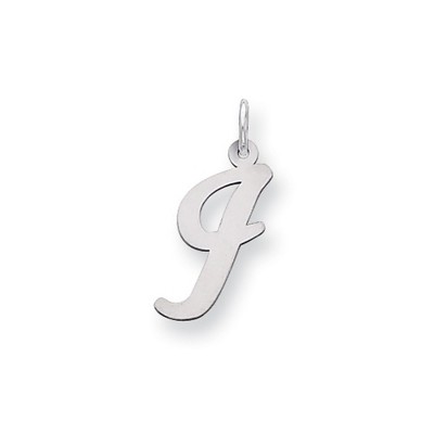 Black Bow Jewelry 14k White Gold, Madison Collection, Medium Script Initial Pendant A-W