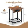 Tangkula 2PCS Bedside Sofa Tables Nightstand w/ Charging Station for Bedroom Living Room - 3 of 4