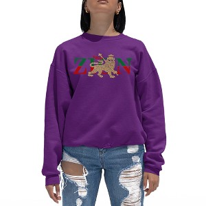 LA Pop Art Women's Word Art Crewneck Sweatshirt - Zion - One Love - 1 of 4