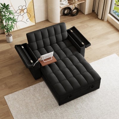 KWPZQEB 65" 3-in-1 Folding Convertible Sofa Bed, Pullout Sofa, Modern Double Sofa with Hidden Storage & Side Pocket, Loveseat for Living Room