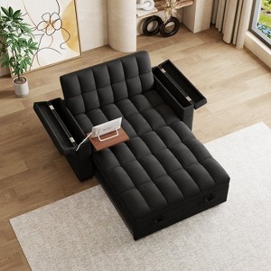 KWPZQEB 65" 3-in-1 Folding Convertible Sofa Bed, Pullout Sofa, Modern Double Sofa with Hidden Storage & Side Pocket, Loveseat for Living Room - 1 of 4