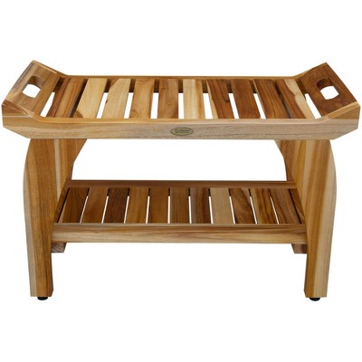 24 Tranquility ED941 Wide Teak Shower Bench with Handles - EcoDecors