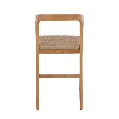 Nordic Teak 30" Natural Indoor/Outdoor Bar Stool with Woven Seat