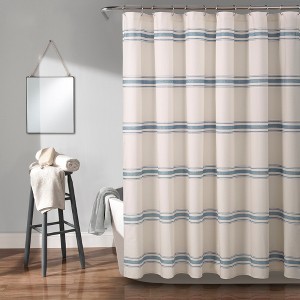 Farmhouse Stripe Shower Curtain Blue - Lush Décor
