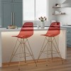 LeisureMod Cresco Mid Century Modern Acrylic Counter Height Barstool with Gold Chrome Base – Ideal for Kitchens and Dining Rooms - 3 of 4