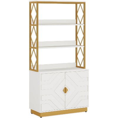 Tribesigns 70.9" Tall Bookshelf with Doors, Etagere Bookcase with 3 Shelves, Modern Open Display Rack for Living Room Bedroom Office