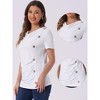 INSPIRE CHIC Women's Cowl Neck Short Sleeve Button Decor Ruched Front Casual  Basic T-shirt - 2 of 4