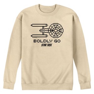 Men's - Star Trek - Boldly Go Pixelated Ship Graphic Fleece Sweatshirt - 1 of 4