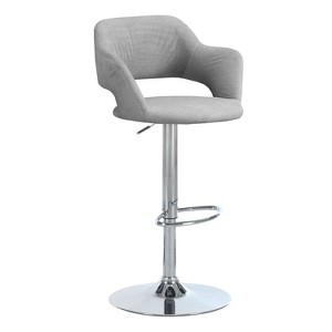 Monarch Specialties Bar Stool Swivel Bar Height Adjustable Metal Fabric Grey Chrome Contemporary Modern - 1 of 4
