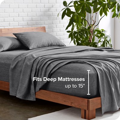 Heathered Gray Twin Microfiber Deep Pocket Sheet Set