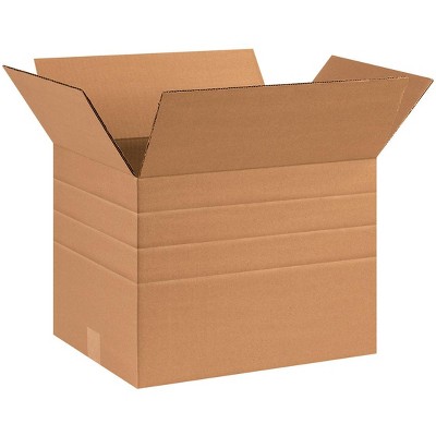 The Packaging Wholesalers Multi-Depth Corrugated Boxes 16" x 12" x 12" Kraft 25/Bundle BS161212MD