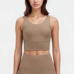 Anna-Kaci Active Women's Scoop Neck Longline Sports Bra with Wide Shoulder Straps and Deep V-Back Design - 1 of 4